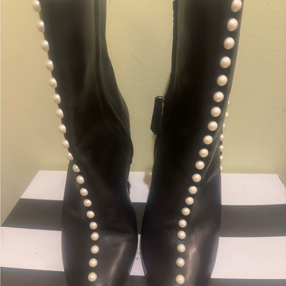 Aquazzura Shoes - Aquazzura Black Boots with Pearl Detailing